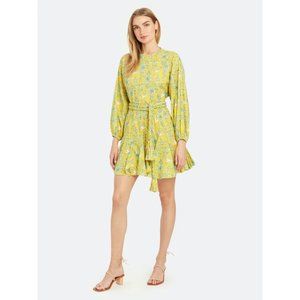 Rhode Yellow Eden Floral Print Ella Puff Sleeve Mini Dress Size M